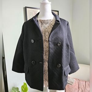 NWT Liz Claiborne Black Chinese Lacquer Pea Coat Size 12